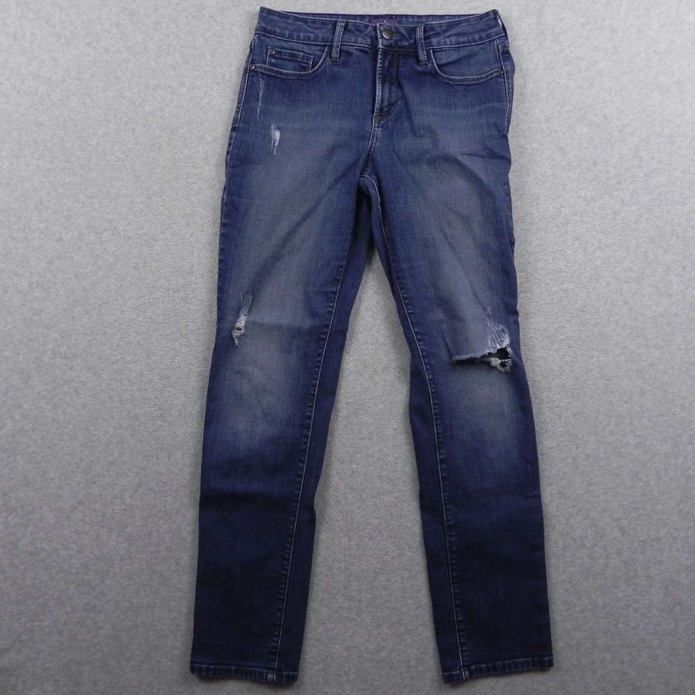 NYDJ Jeans Womens 6 Boyfriend‎ Lift Tuck Distressed Stretch Flex Denim Blue
